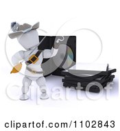 Poster, Art Print Of 3d Movie Or Software White Character Pirate Presenting Illegal Bootleg Packaging
