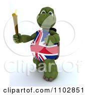 Poster, Art Print Of 3d British Tortoise Running With The Olympic Torch