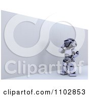 Poster, Art Print Of 3d Robot At A Wall Obstacle
