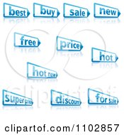 Poster, Art Print Of Blue Retail Pencil Shaped Labels And Reflections