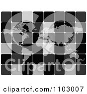 Clipart Grayscale Tiled World Atlas Map Royalty Free Vector Illustration