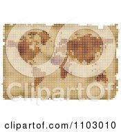 Clipart Pixelated Parchment World Atlas Map Royalty Free Vector Illustration