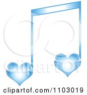 Poster, Art Print Of Two Blue Heart Love Music Notes