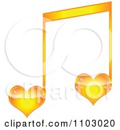 Poster, Art Print Of Two Orange Heart Love Music Notes