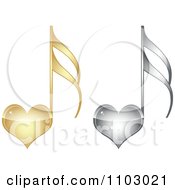 Poster, Art Print Of Gold And Silver Heart Love Music Notes