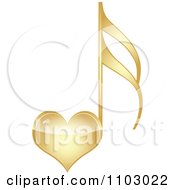 Poster, Art Print Of Shiny Gold Heart Love Music Note