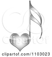 Poster, Art Print Of Shiny Silver Heart Love Music Note