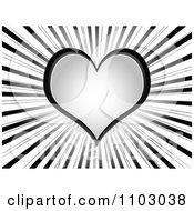 Poster, Art Print Of Gray Love Or Poker Heart On Rays