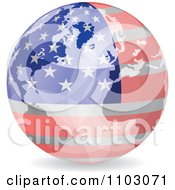Poster, Art Print Of Reflective American Globe With Stars And Stripes