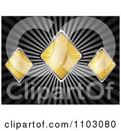 Poster, Art Print Of Shiny Gold And Silver Rhombus Or Poker Diamonds On Rays