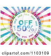 Poster, Art Print Of Fifty Percent Off Circle On Colorful Rays