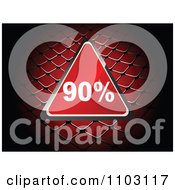 Clipart Shiny Red 90 Percent Discount Triangle Over A Net Royalty Free Vector Illustration
