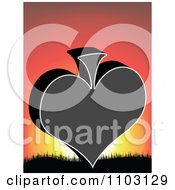 Clipart Poker Spade Against A Sunset Royalty Free Vector Illustration