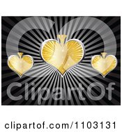 Clipart Shiny Gold And Silver Poker Spades On Rays Royalty Free Vector Illustration