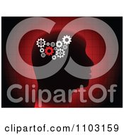 Clipart Gear Cog Mind In A Profiled Head Over A Red Grid Royalty Free Vector Illustration