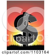 Clipart Dollar Symbol On Against A Sunset Royalty Free Vector Illustration
