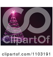 Poster, Art Print Of Purple Christmas Tree And Glowing Star Background