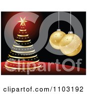 Poster, Art Print Of Red Black And Gold Christmas Tree And 3d Bauble Background 2