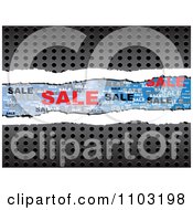Poster, Art Print Of Torn Paper Sale Banner Over Perforated Metal
