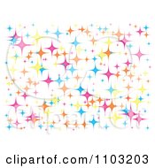 Clipart Background Of Colorful Star Sparkles On White Royalty Free Vector Illustration by Andrei Marincas #COLLC1103203-0167