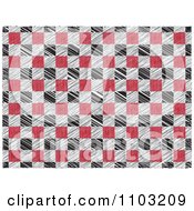 Scribbled Red Gray And Black Checker Board