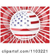 Poster, Art Print Of American Stars And Stripes Globe Over Rays