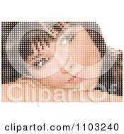 Clipart Pixelated Woman Resting Her Head On Her Arms Made Of Dots Royalty Free Vector Illustration