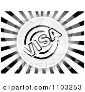 Clipart VISA Circle Over Black And White Rays Royalty Free Vector Illustration