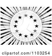 Poster, Art Print Of Black And White European Star Circle Over Rays