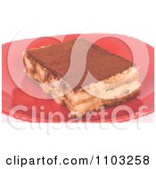 Clipart Pixelated Tiramisu On A Plate Made Of Dots Royalty Free Vector Illustration