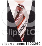 Closeup Of A Business Mans Striped Tie And Pinstripe Suit