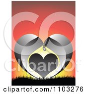 Clipart Black Dripping Heart Against A Sunset Royalty Free Vector Illustration