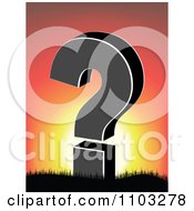 Poster, Art Print Of Black Question Mark Against A Sunset