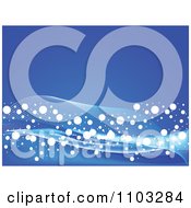 Clipart Blue Background With White Mesh Waves And Dots Royalty Free Vector Illustration