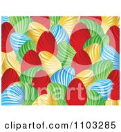 Poster, Art Print Of Blue Red Green And Gold Easter Egg Background Pattern