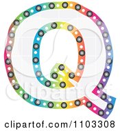 Colorful Capital Letter Q With A Grid Pattern