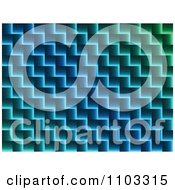 Poster, Art Print Of Gradient Blue And Green Zig Zag Background