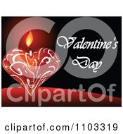 Clipart Red Heart Candle With Valentines Day Text On Black Royalty Free Vector Illustration