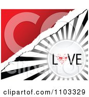 Clipart Love Circle Over Rays With Torn Paper And Red Copyspace Royalty Free Vector Illustration