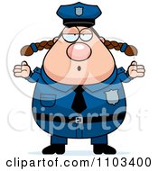 Shrugging Careless Chubby Caucasian Police Woman