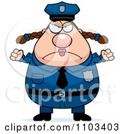 Clipart Angry Chubby Caucasian Police Woman Royalty Free Vector Illustration by Cory Thoman