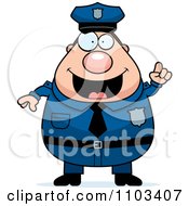 Poster, Art Print Of Chubby Caucasian Police Man With An Idea