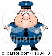 Poster, Art Print Of Depressed Chubby Caucasian Police Man