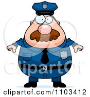 Chubby Caucasian Police Man With A Mustache