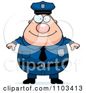 Clipart Happy Chubby Caucasian Police Man Royalty Free Vector Illustration