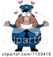 Clipart Loving Chubby Black Police Man Royalty Free Vector Illustration