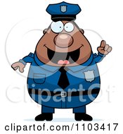 Poster, Art Print Of Chubby Black Police Man With An Idea