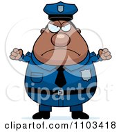 Clipart Angry Chubby Black Police Man Royalty Free Vector Illustration