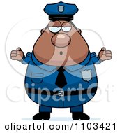 Clipart Careless Shrugging Chubby Black Police Man Royalty Free Vector Illustration