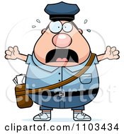 Poster, Art Print Of Stressed Chubby Caucasian Mail Man Postal Worker